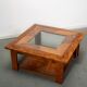 Walnut burl and glass coffee table circa 1980
