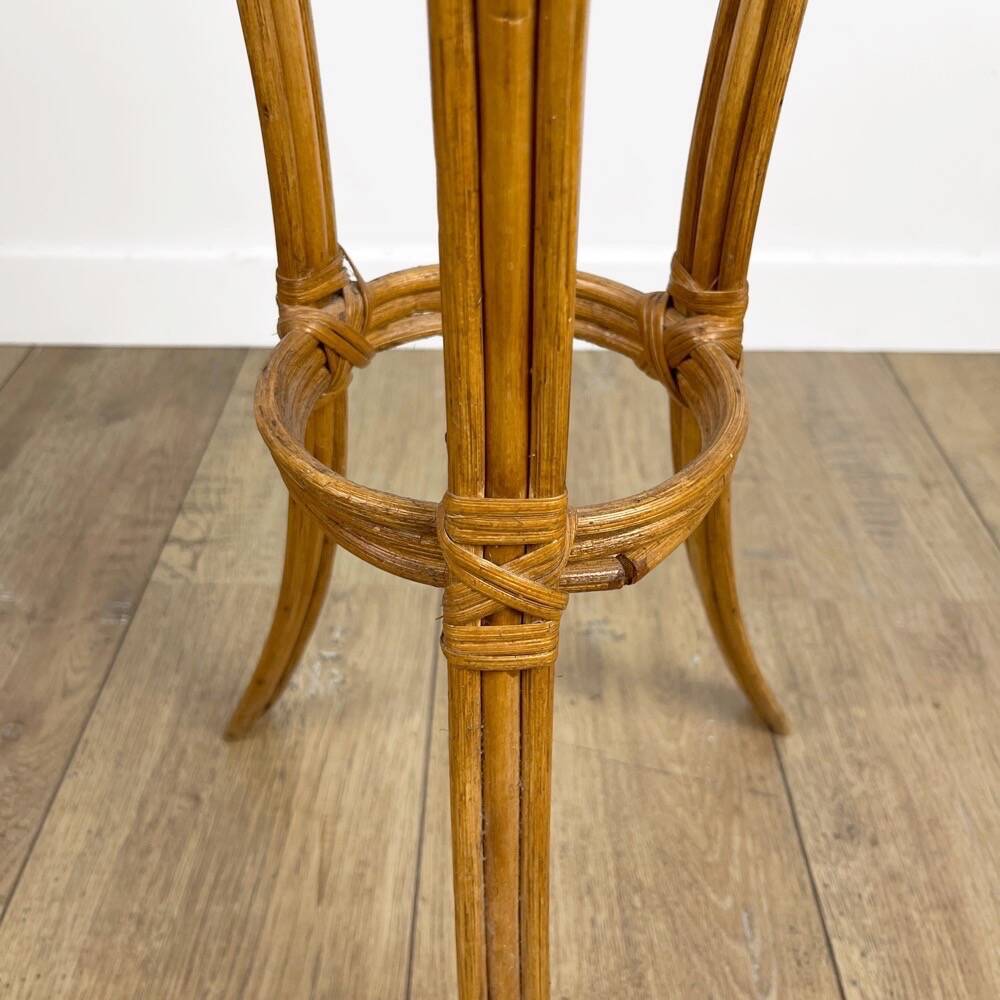 Mini rattan plant holder pedestal from the 60s