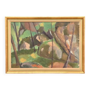 Original Swedish Oil on Canvas – "Jungle" by Åke Winnberg – Signed