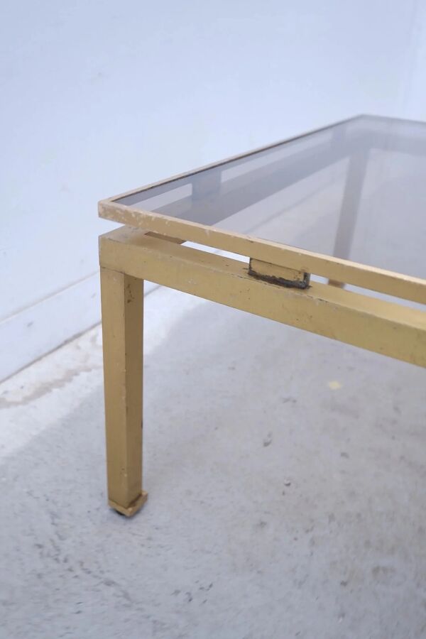 Table basse de Guy Lefevre pour Maison Jansen en laiton, 1960