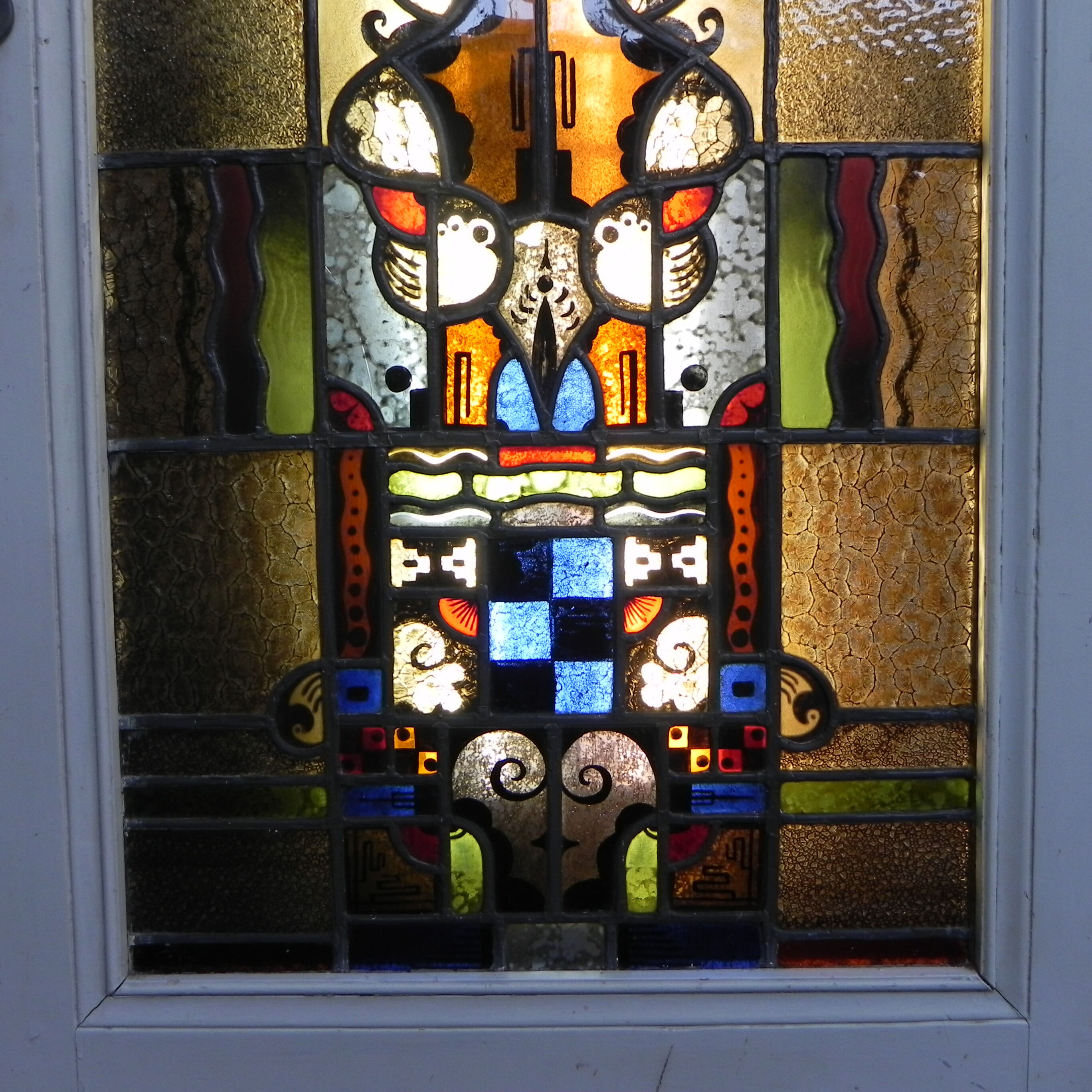 Porte intérieure avec vitrail art déco