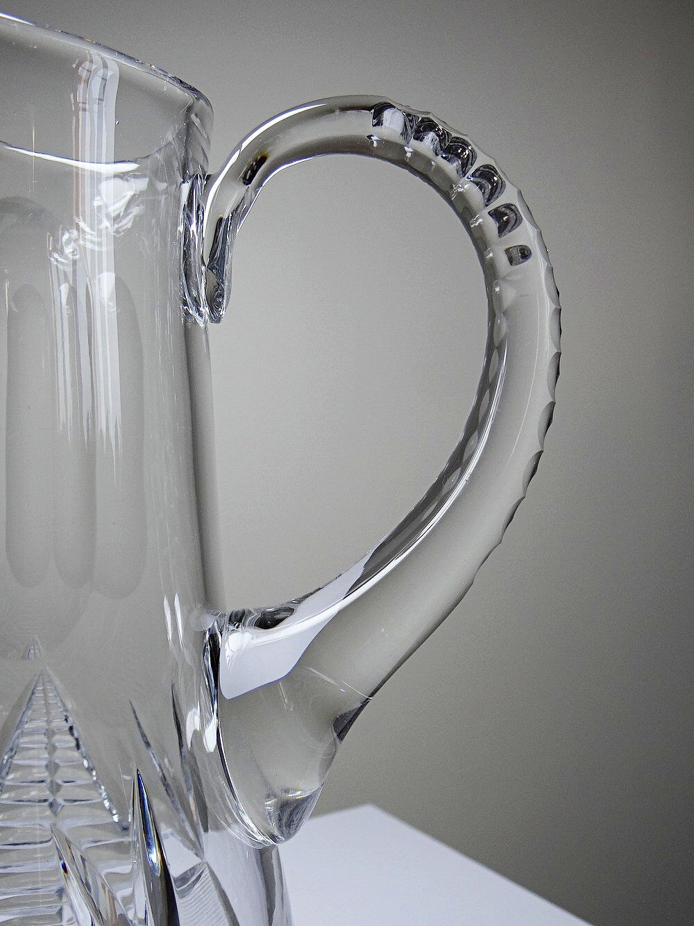 Large cut crystal water pitcher, European crystal makers 20th century