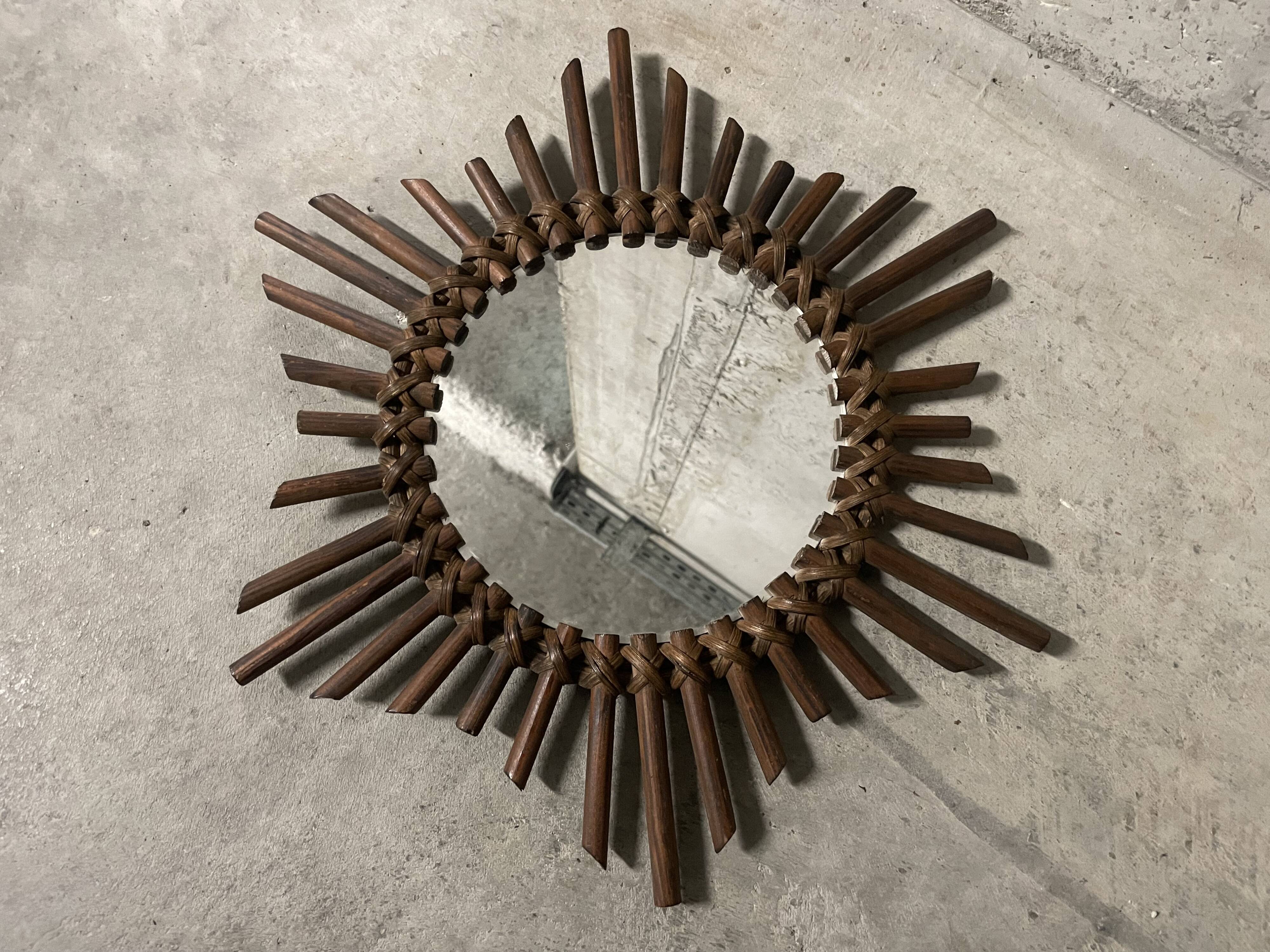Rattan sun mirror