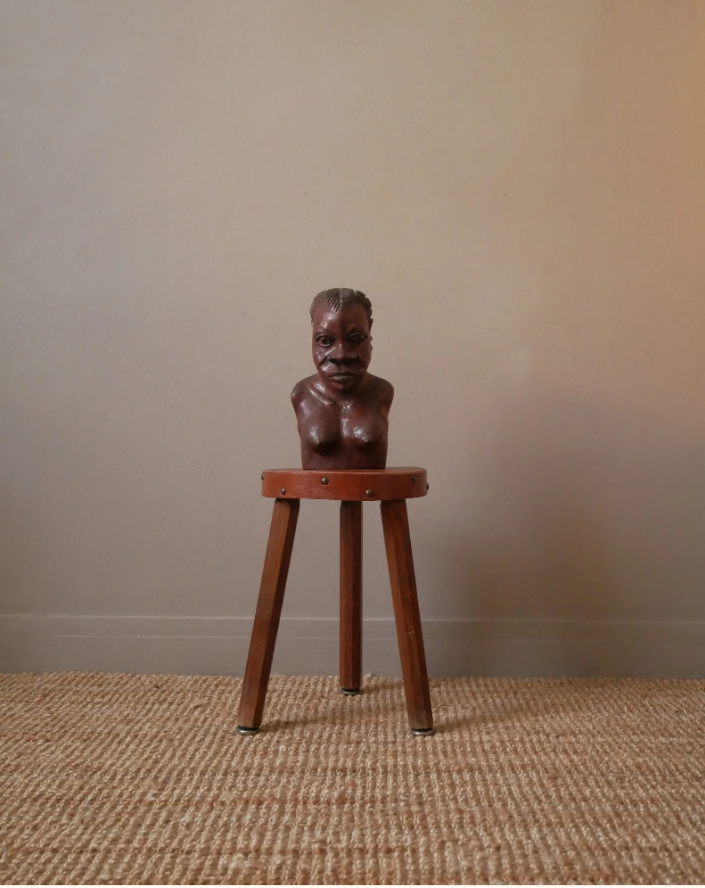 Carved wooden bust African art tribal ethnic decoration