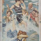 Illustration ancienne la baignade