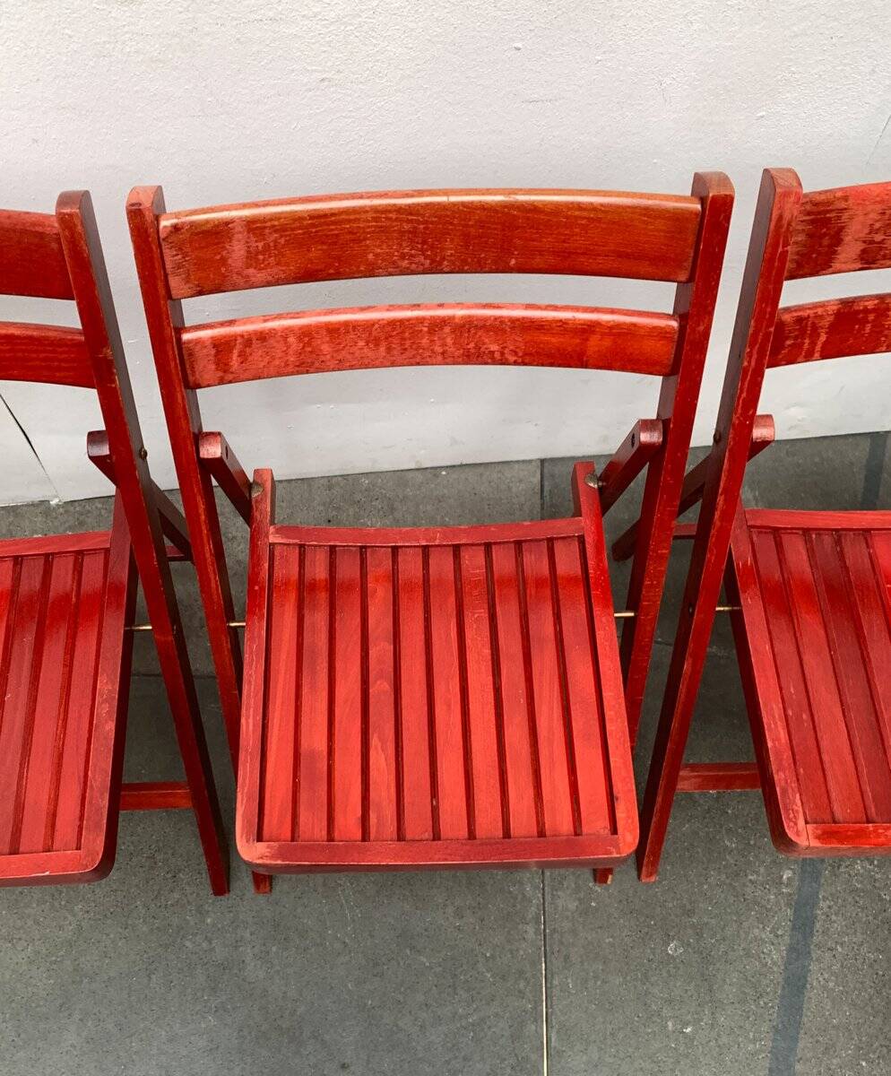 Mid-century wooden folding chair, 1960s, set of 4