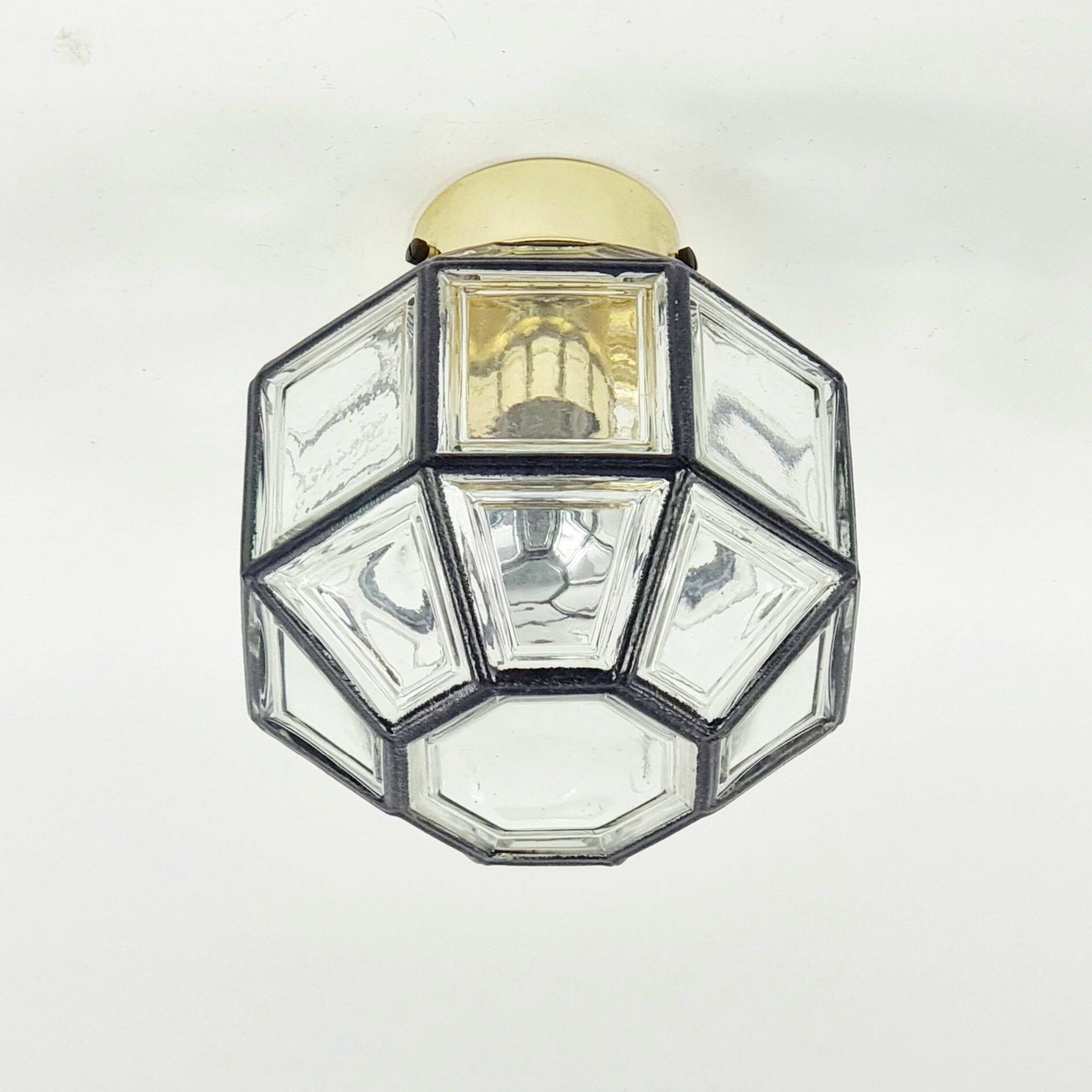 Plafonnier en verre du milieu du siècle, Limbourg, Allemagne, années 1960