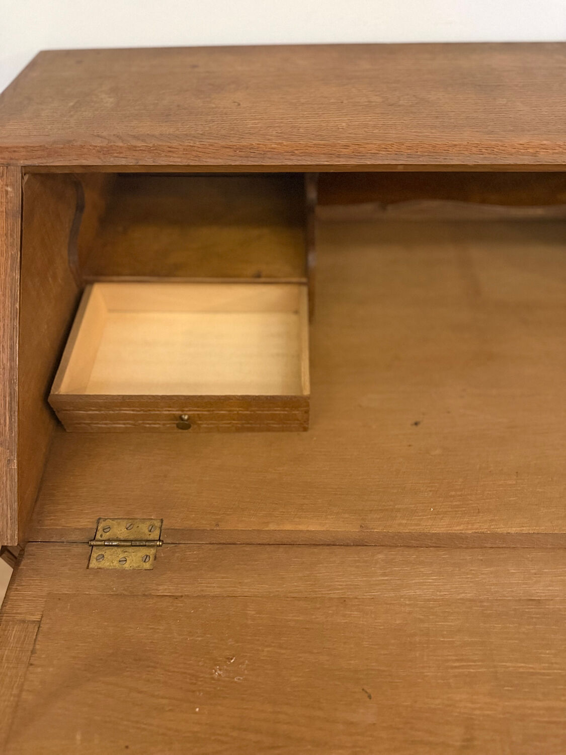 Carved oak secretary