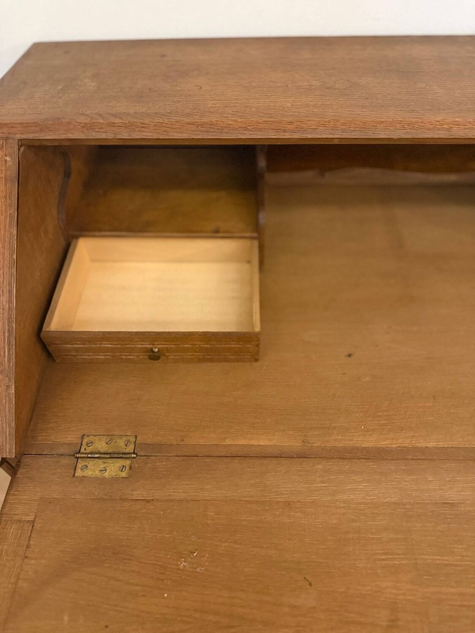 Carved oak secretary