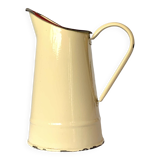 Vintage pitcher or jug in beige enamelled sheet metal