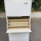 Scandinavian shoe cabinet with 3 beige wooden compartments from the 80s