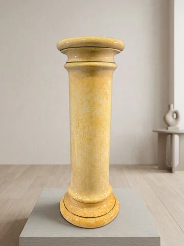 Vintage glazed ceramic pedestal column, marbled onyx & marble effect display stand, 20th century