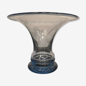 Vase en verre antique art déco français années 1940