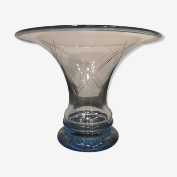 Art Deco French Antiqued Glass Vase, 1940s