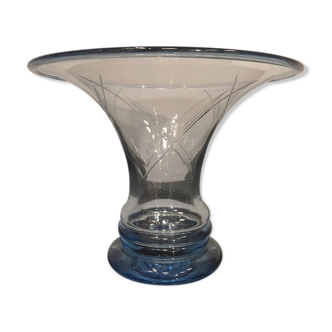 Vase en verre antique art déco français années 1940
