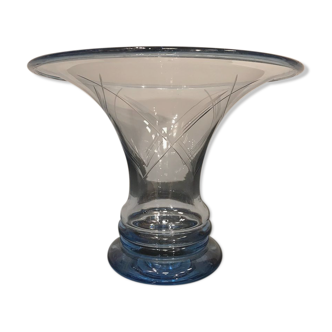 Art Deco French Antiqued Glass Vase, 1940s