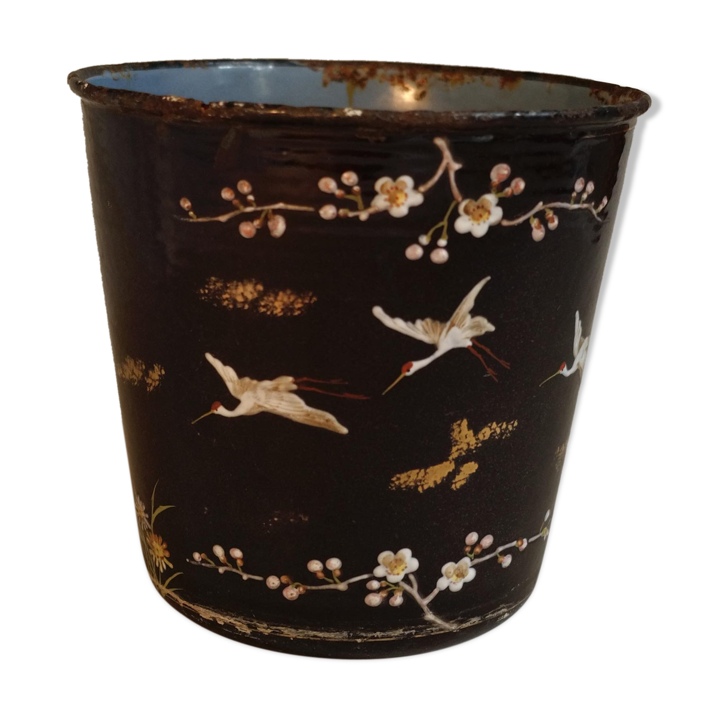 Enamelled sheet metal vase