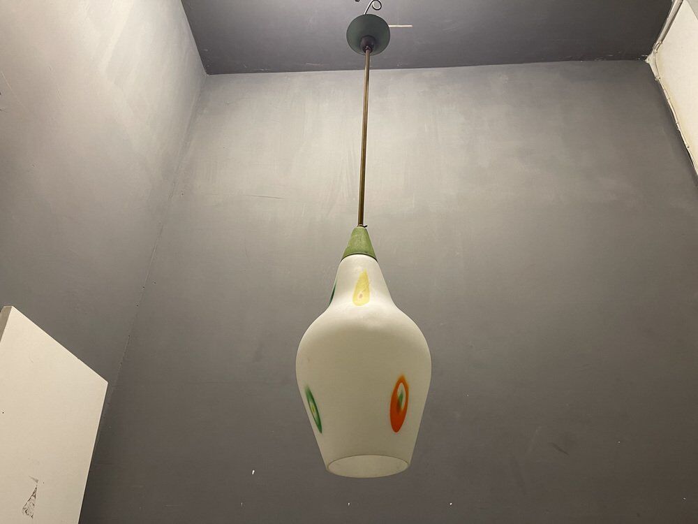 Italian opaline glass light pendant, 1950s