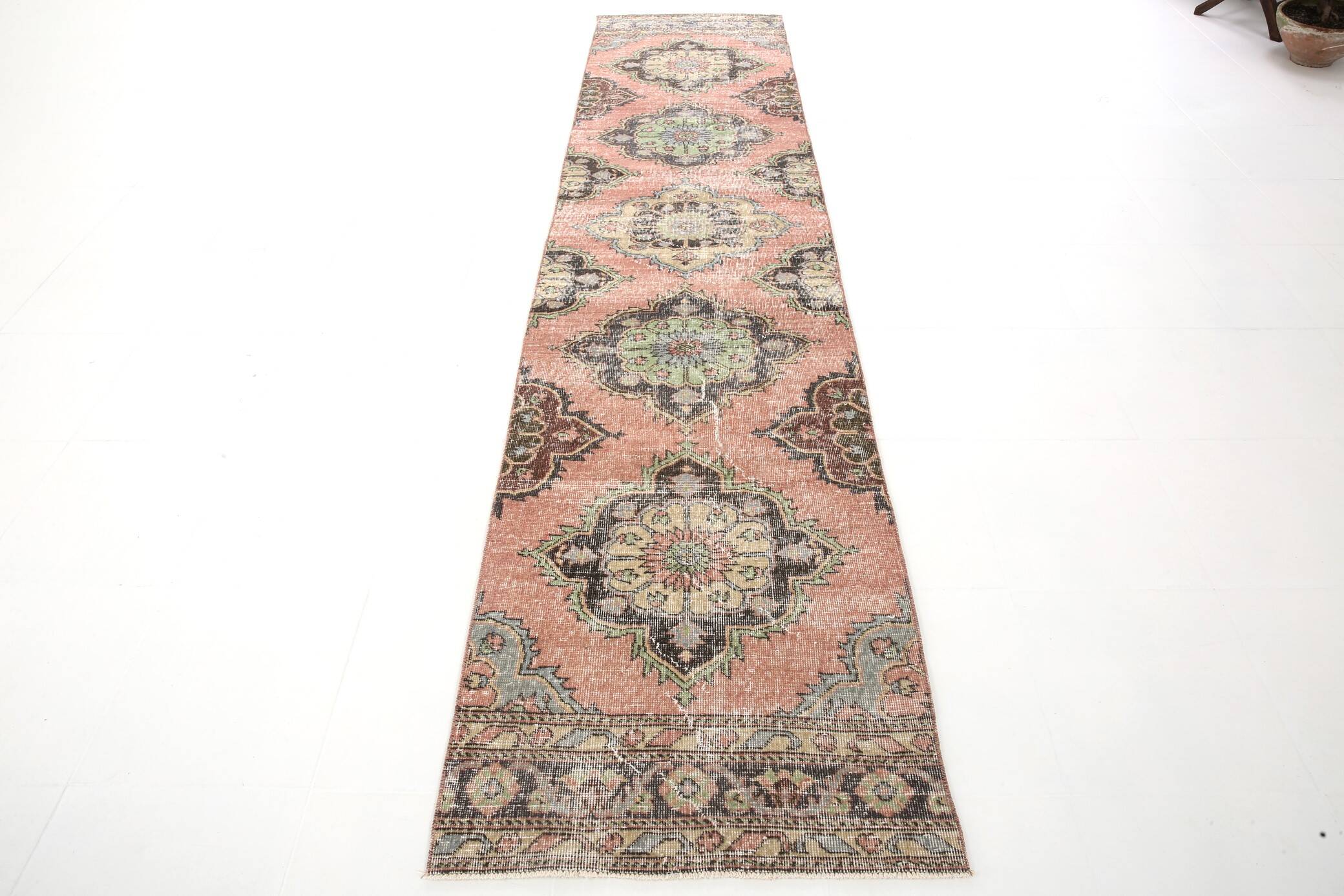 3x12 Rug For Hallway Dark Salmon  Persian Turkish Runner Rug, 82x364Cm SK 5242