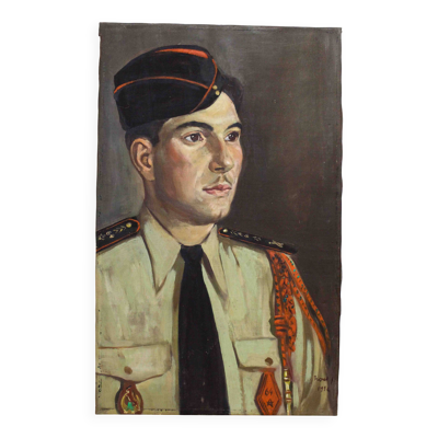 Portrait de militaire signé et daté 1952