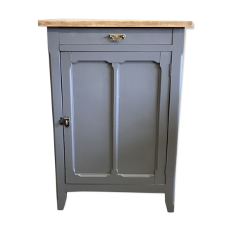 Parisian buffet with a raw wood door zinged grey