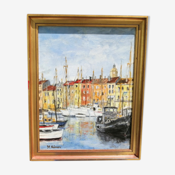 Painting port of St Tropez signed J.P. Rémon