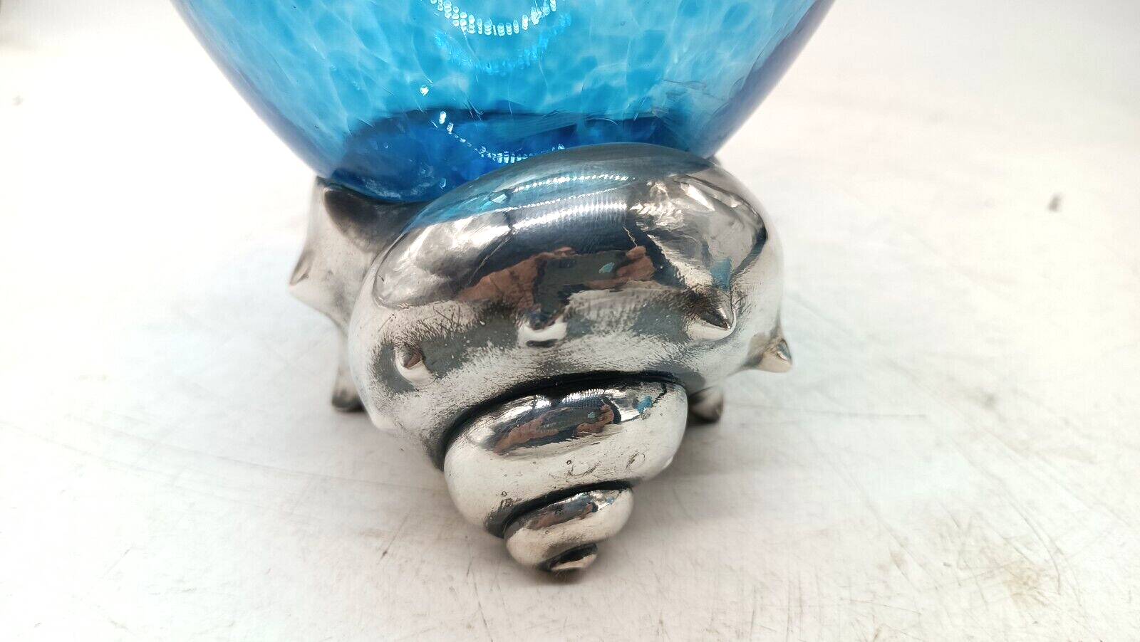 Large glass bowl rcr colle - silver 925 snail base carapelli & miniati