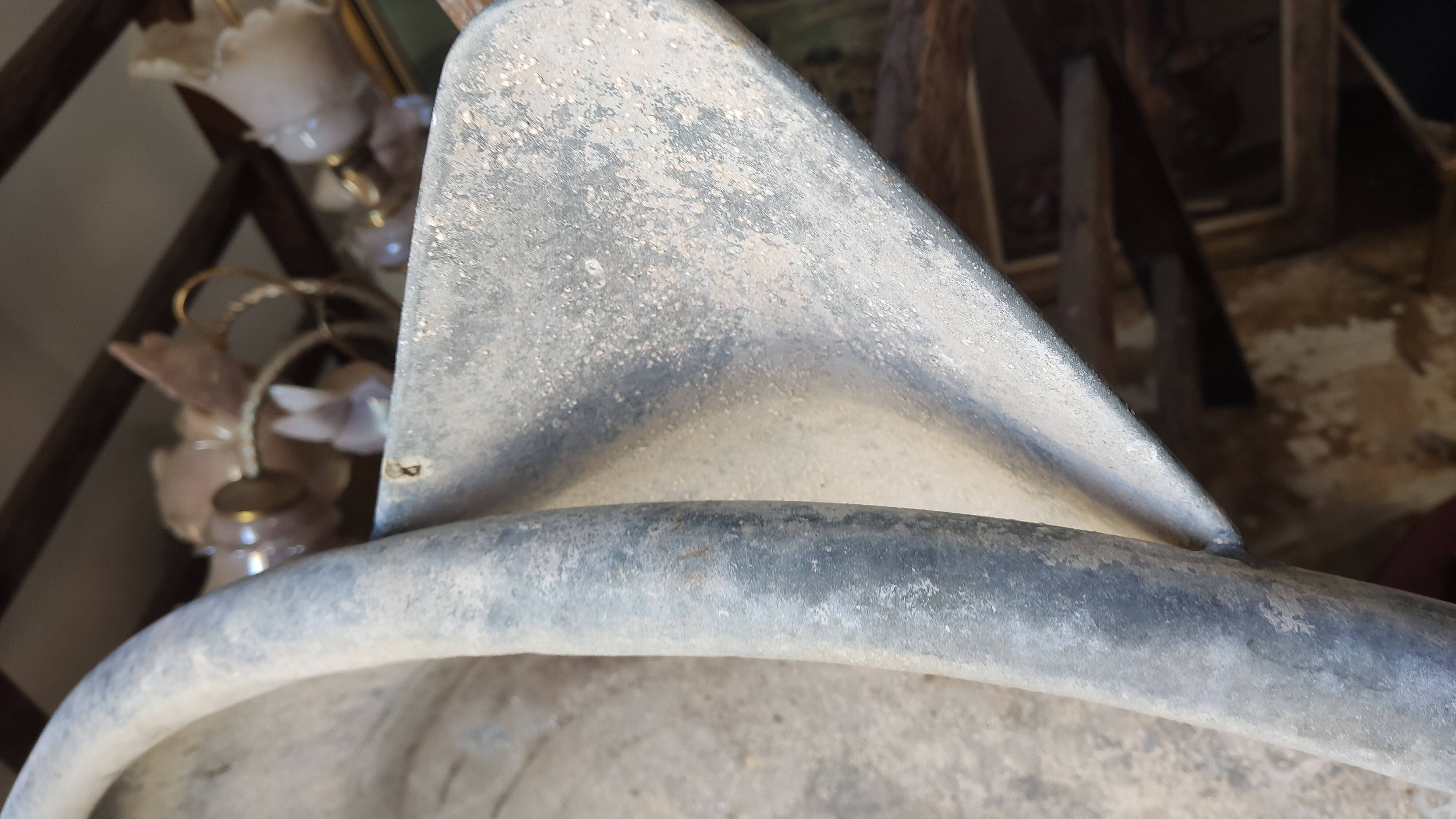 Large old zinc bathtub tank