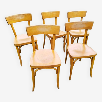 5 chaises de bistrot en bois courbé style Baumann