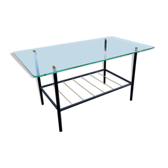 60s metal and glass coffee table