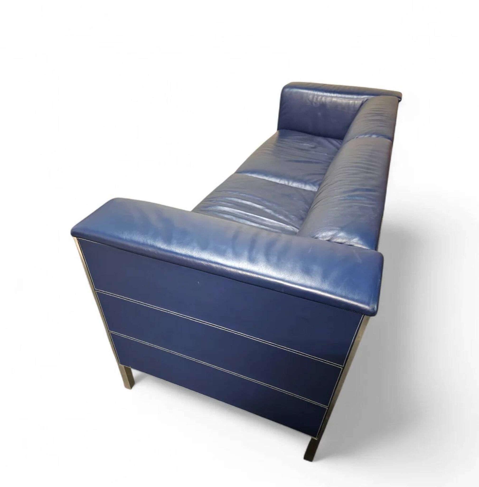 Poltrona Frau set / dark blue leather / Talus / sofa - chairs - / 3 seater / 2 x lounge chair