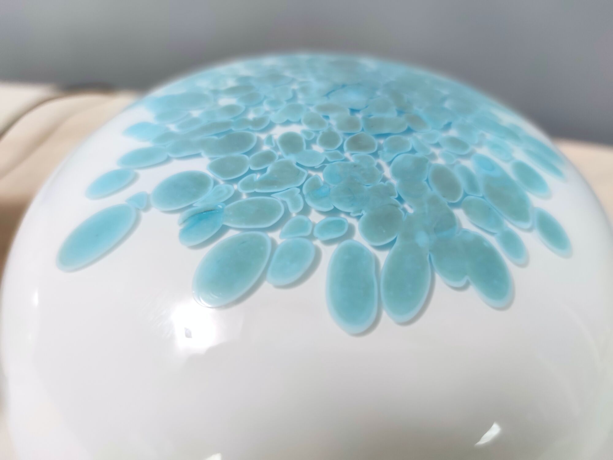 Pair of Postmodern White and Light Blue Murano Glass Table Lamps, Italy