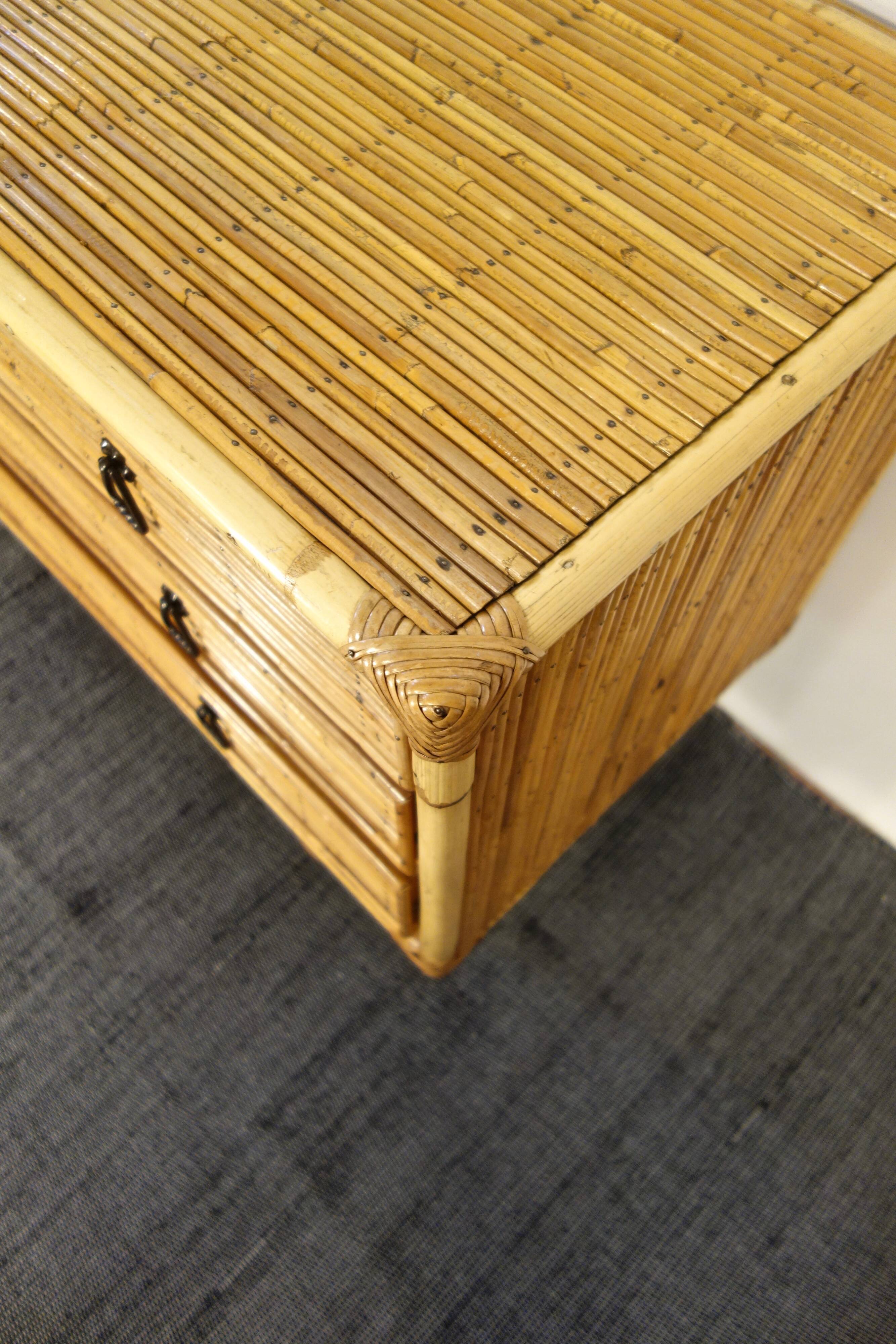 Rattan and bamboo chest of drawers