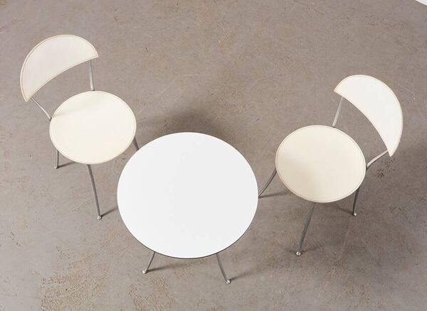 Enzo Mari Paire de Chaises Tonietta + Table Trevi pour Zanotta Italie 1985
