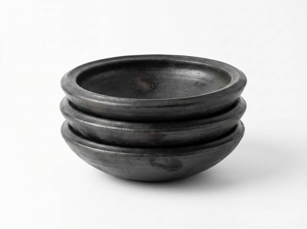Plat-Bol Abron M noir en terre cuite Bol brut  Bol africain - Côte d’Ivoire