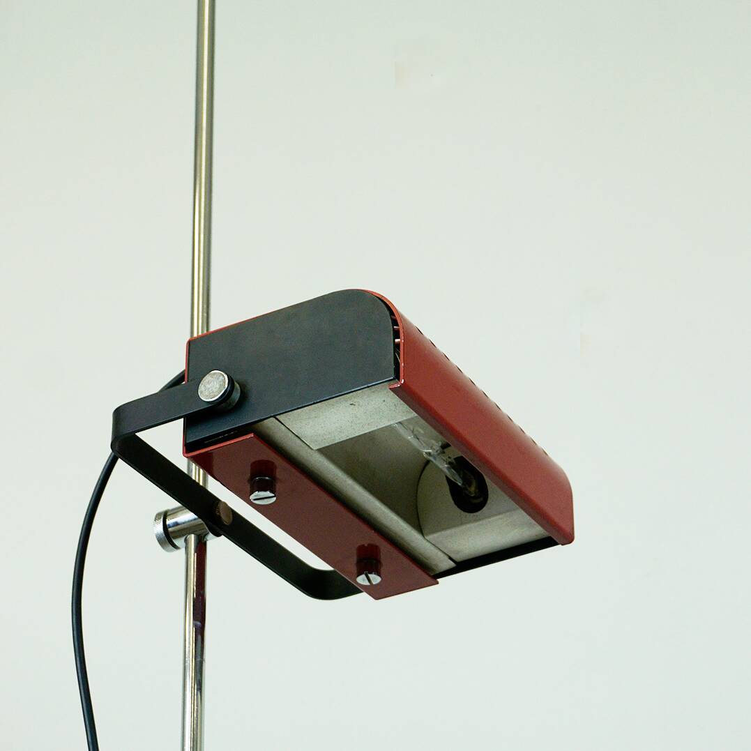 Red Italian Space Age Adjustable Spot Floor Lamp