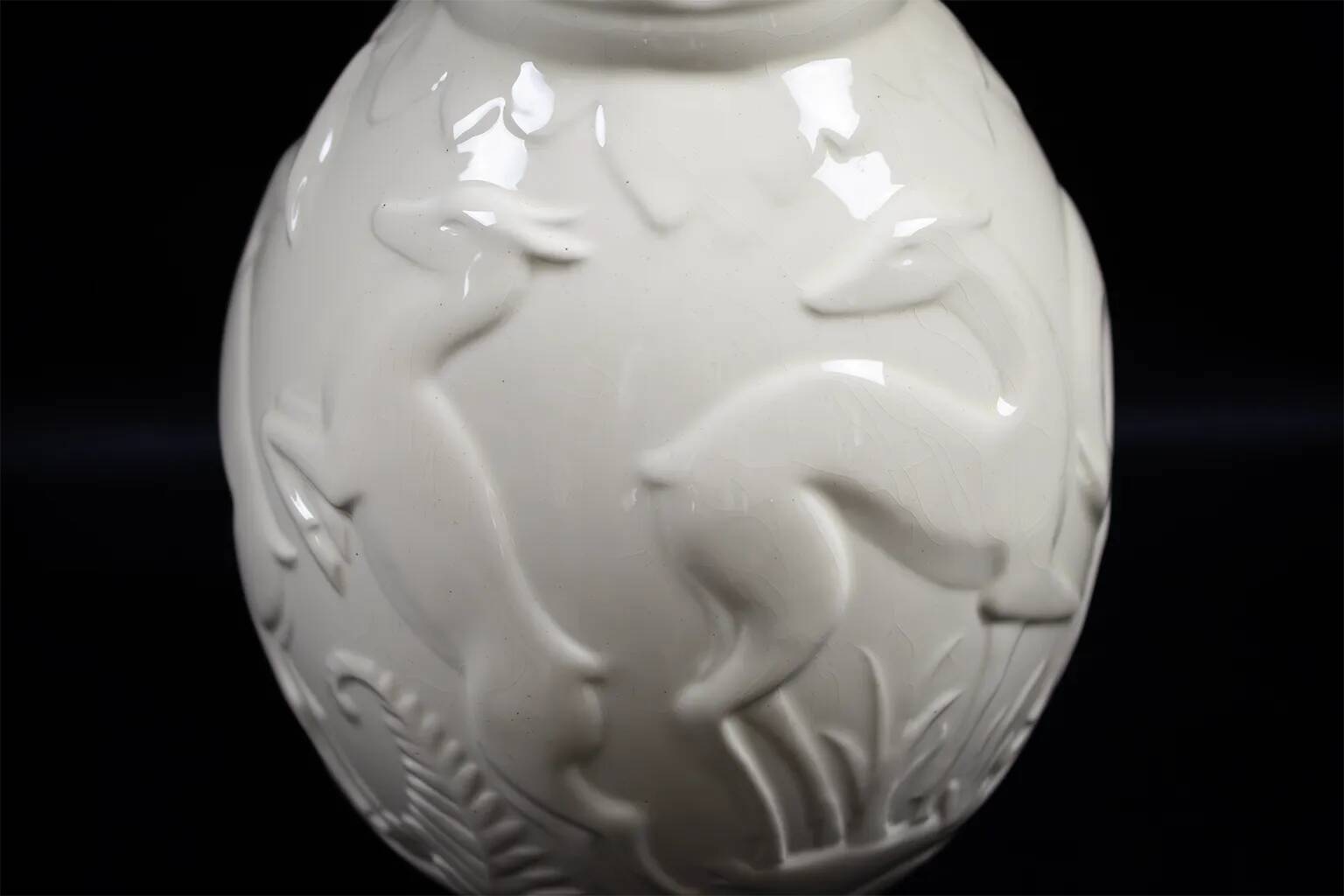 Art Deco vase with 6 deer in earthenware – C. Catteau Boch Frères La Louvière