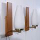 Paire d'appliques vintage scandinave teck et opaline