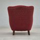 Années 1960, fauteuil relax danois, état d'origine, coton/laine rouge.