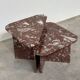 Set of 2 Belgian Rouge Griotte marble coffee tables, vintage postmodern nesting