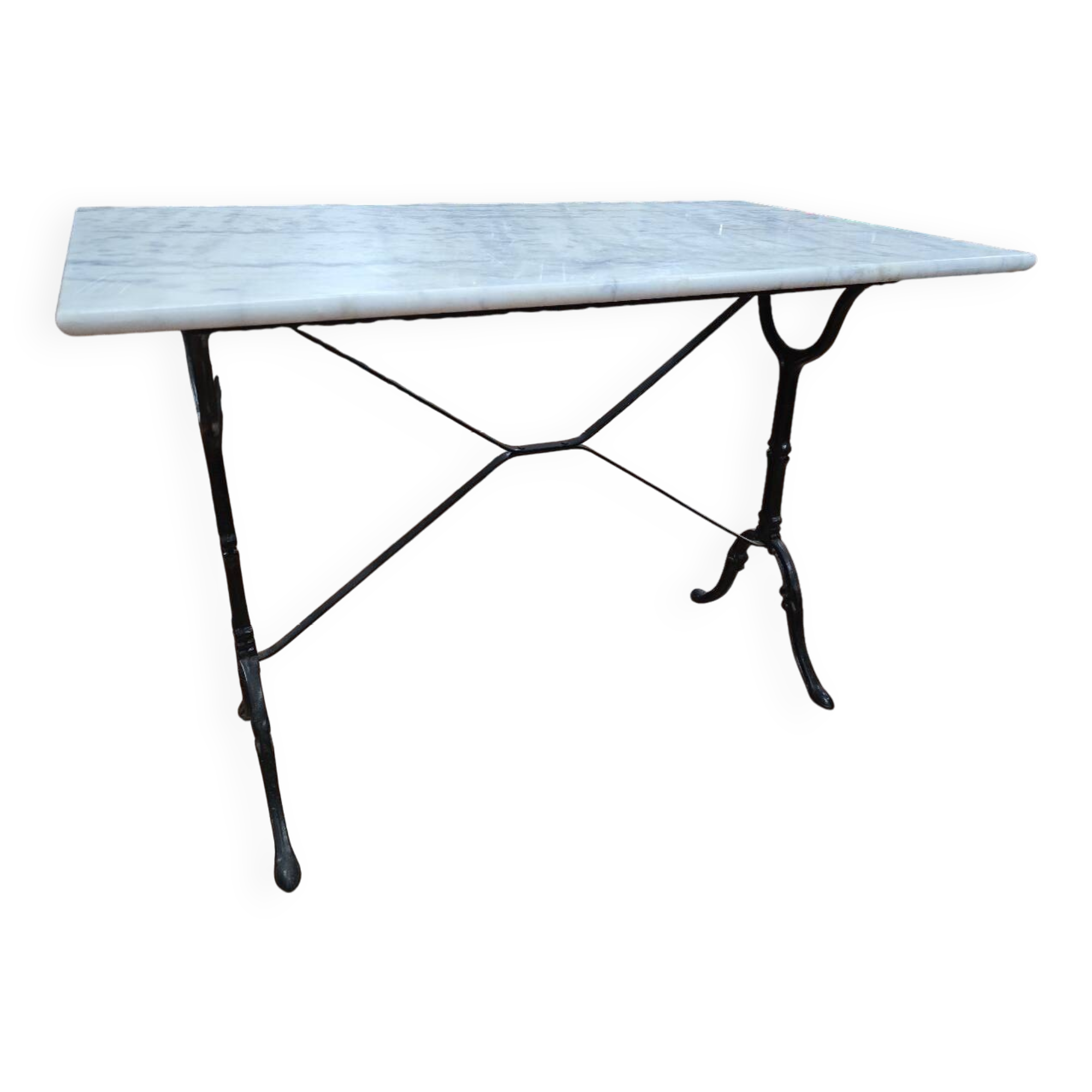 Cast iron bistro table with marble top