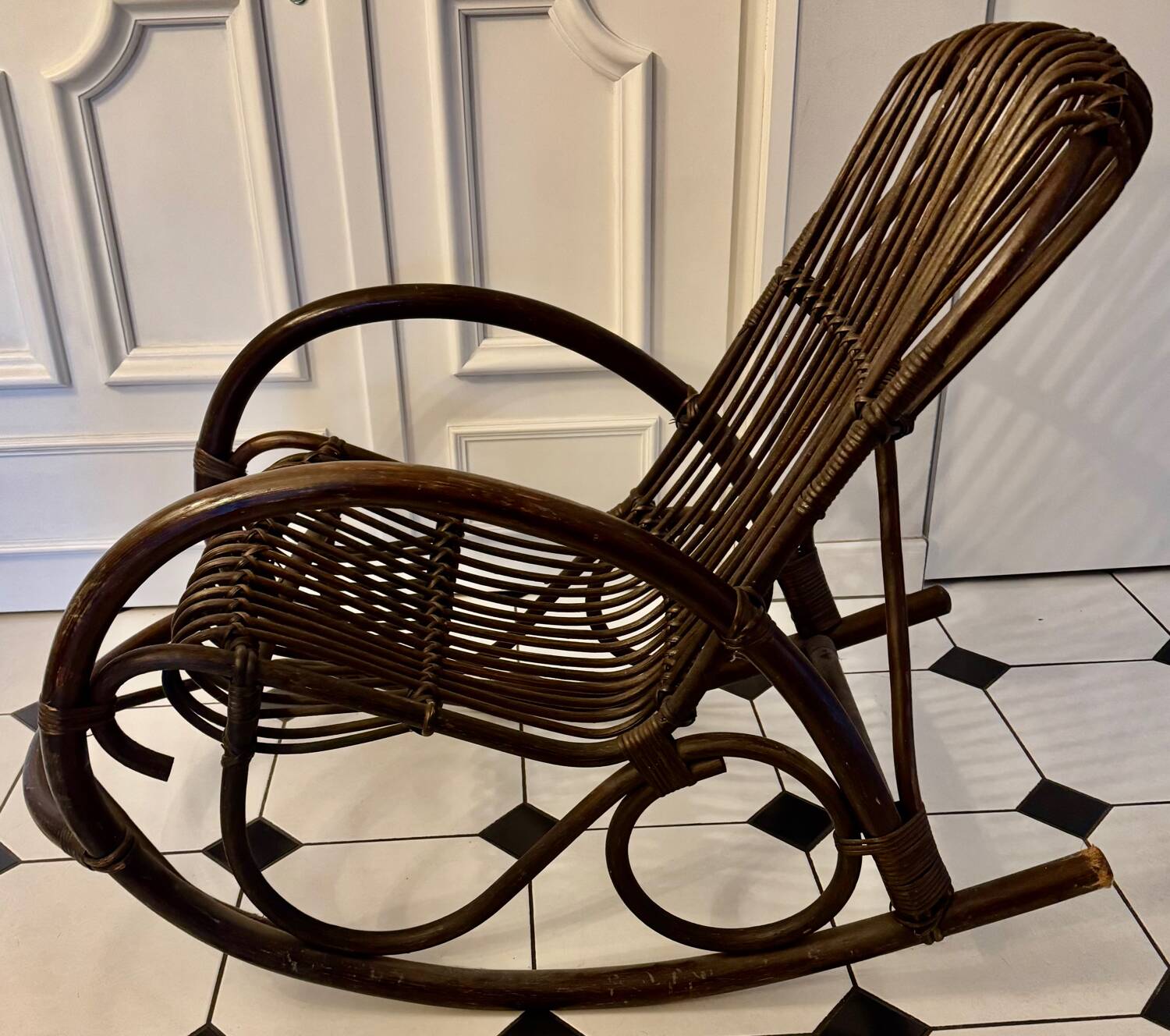 Bamboo and rattan rocking chair