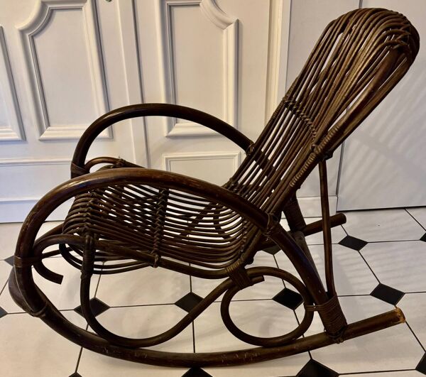 Rocking-chair bambou et rotin