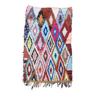 Moroccan Berber rug Boucherouite vintage 2.58x1.55m