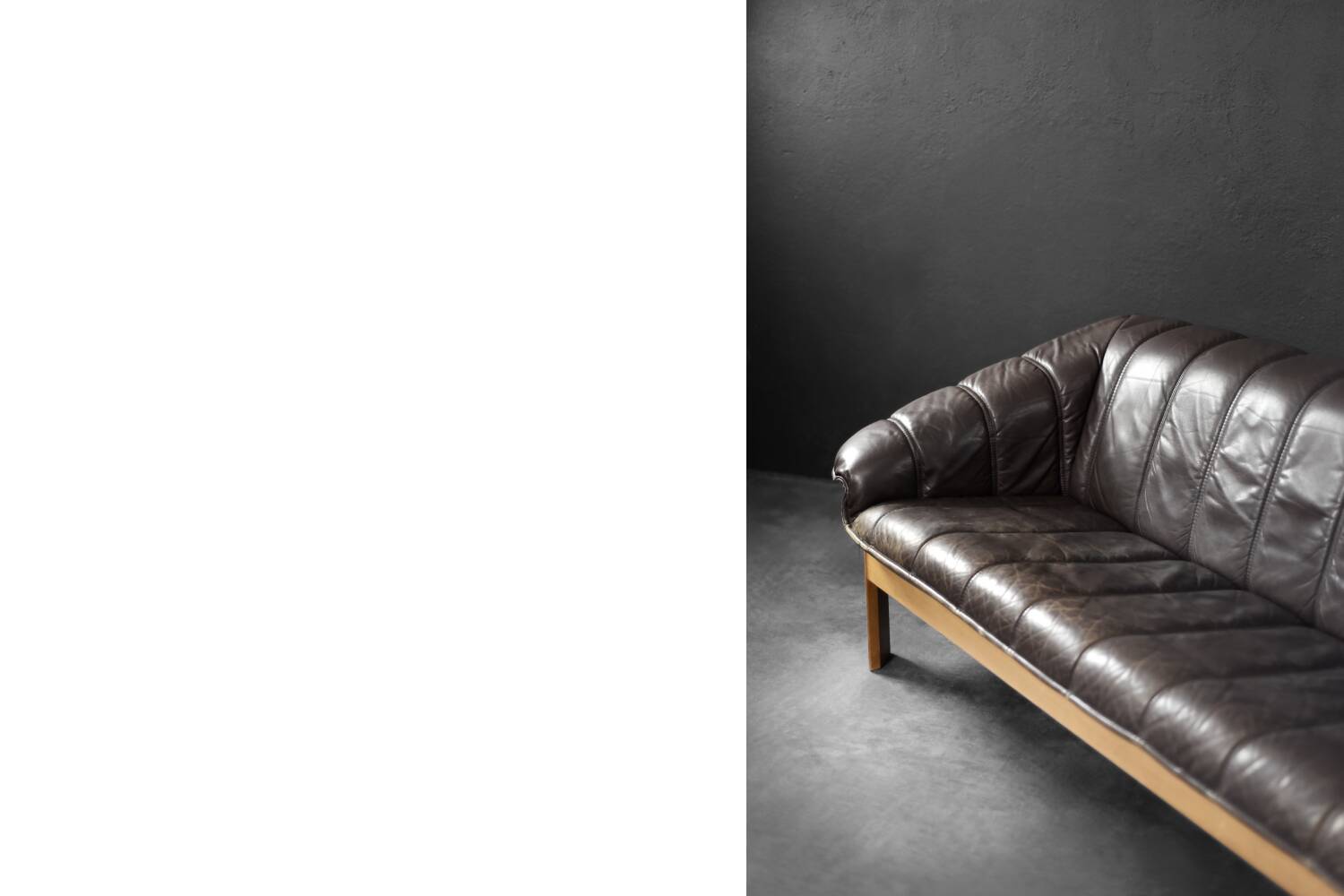 Vintage Mid-Century Modern Danish Brown Leather 3-Seater Sofa, 1970s