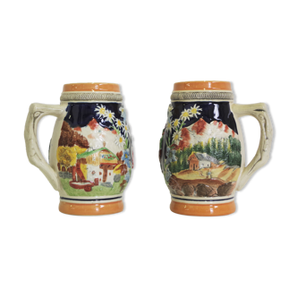 Tyrolean porcelain mugs, 1980s, set of 2