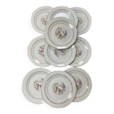 Set of 10 flat plates Digoin & Sarreguemines Nanteuil