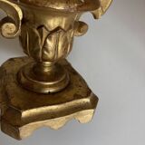 Acanthus candle holder in gilded wood 19th Naples Italy