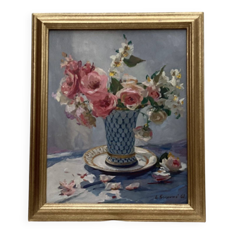 Signed framed painting Oil on canvas dimensions: height -59 cm - width -49 cm -