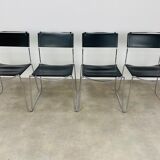 4 chairs Spaghetti Giandomenico Belotti black leather for Alias